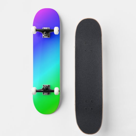 Diagonaal regenboogverloopblauw naar groen persoonlijk skateboard (Voorkant)