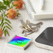 Diagonaal regenboogverloopblauw naar groen sleutelhanger (Zijkant)