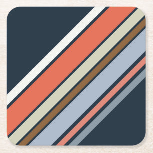 Diagonaal retro stijl strepen ontwerp kartonnen onderzetters