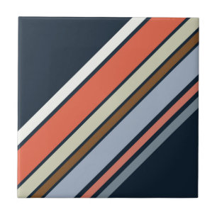 Diagonaal retro stijl strepen ontwerp tegeltje