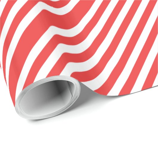 Diagonaal rode en witte streep cadeaupapier (Rol Hoek)
