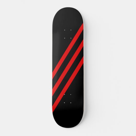 Diagonaal rode schuine strepen Zwarte Skateboard D (Voorkant)
