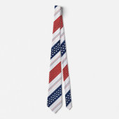 Diagonaal Rood Blauw Stars & Stripes Patroon Stropdas (Voorkant)