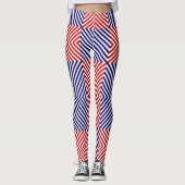 Diagonaal rood en blauw leggings (Voorkant)