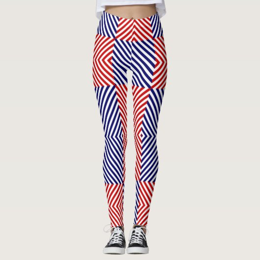 Diagonaal rood en blauw leggings (Voorkant)