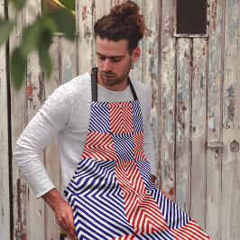 Diagonaal rood en blauw schort