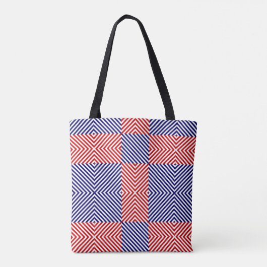 Diagonaal rood en blauw tote bag (Achterkant)