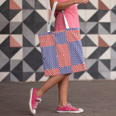 Diagonaal rood en blauw tote bag