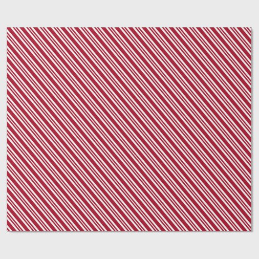 Diagonaal rood en wit streeppatroon cadeaupapier (Vlak)
