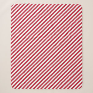 Diagonaal rood en wit strepenpatroon sherpa deken