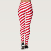 Diagonaal Rood en Wit Swirly Stripes Leggings (Achterkant)