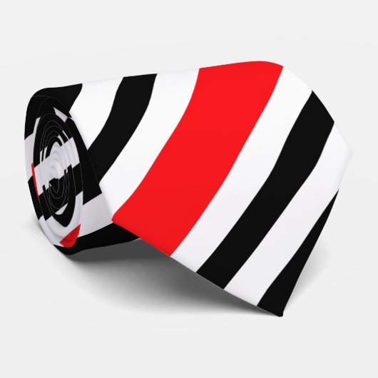 Diagonaal Rood en Zwart Striped Stropdas (Opgerold)