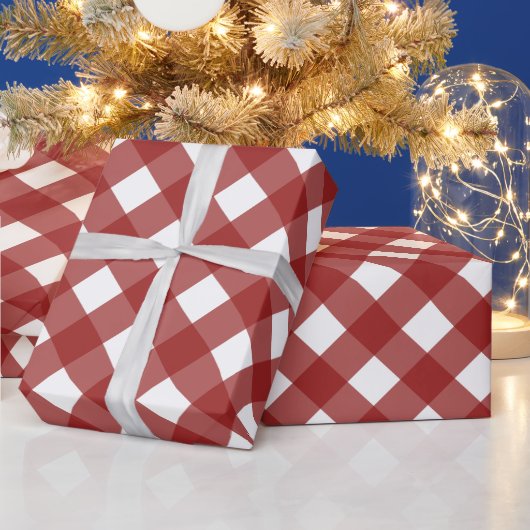 Diagonaal rood-wit buffelgeruit cadeaupapier (Feestdagen)