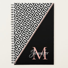 Diagonaal Roos Gold Foil Greek Key Black Monogram Planner