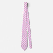 Diagonaal roze en wit dambord stropdas (Voorkant)