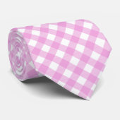 Diagonaal roze en wit dambord stropdas (Opgerold)