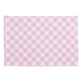 Diagonaal roze en wit Gingham patroon Kussensloop (Achterkant-Rechts)
