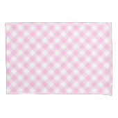 Diagonaal roze en wit Gingham patroon Kussensloop (Voorkant-Links)