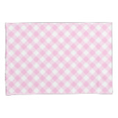Diagonaal roze en wit Gingham patroon Kussensloop (Voorkant-Rechts)