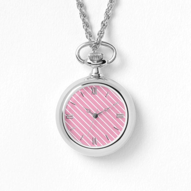 Diagonaal roze en wit horloge (Voorkant)