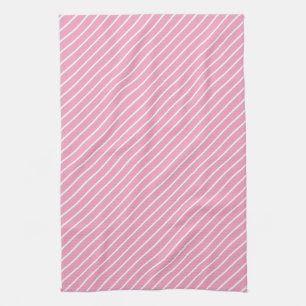 Diagonaal roze en wit theedoek