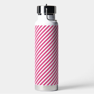 Diagonaal roze en witte strepenpatroon waterfles