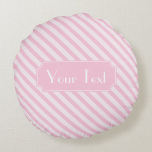 Diagonaal roze stropen met bloesem aanpassen monog rond kussen