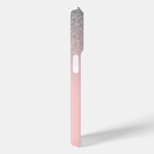 Diagonaal Silver Blush Pink Ombre Gradiënt Monogra Case-Mate iPhone Case (Achterkant / Rechts)