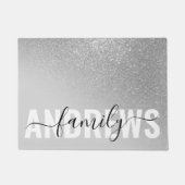 Diagonaal Silver Glitter Gradient Ombre Monogram Deurmat (Voorkant)