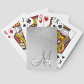 Diagonaal Silver Glitter Gradient Ombre Monogram Pokerkaarten (Achterkant)