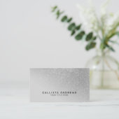 Diagonaal Silver Glitter Gradient Ombre Monogram Visitekaartje (Staand voorkant)