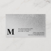 Diagonaal Silver Glitter Gradient Ombre Monogram Visitekaartje (Achterkant)