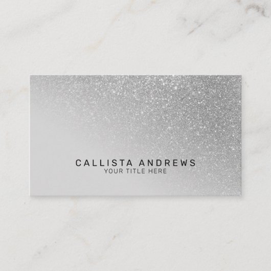 Diagonaal Silver Glitter Gradient Ombre Monogram Visitekaartje (Voorkant)