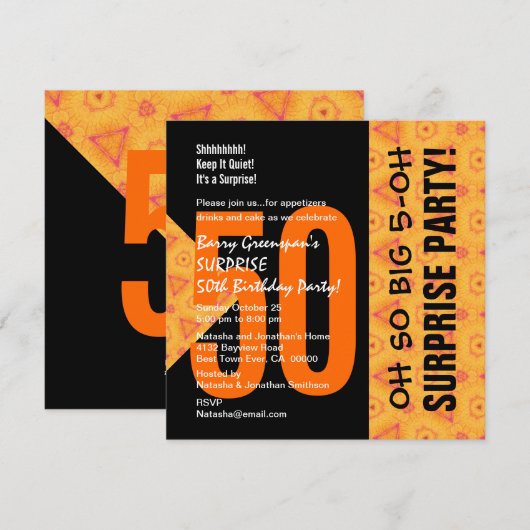 Diagonaal Sinaasappel en zwart V04 voor 50e ondern Kaart (Voorkant / Achterkant)