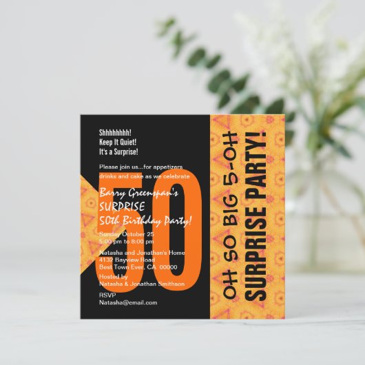 Diagonaal Sinaasappel en zwart V04 voor 50e ondern Kaart (Staand voorkant)