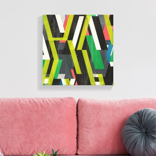 Diagonaal Slipstream-patroon Canvas Afdruk (Insitu (Woonkamer))