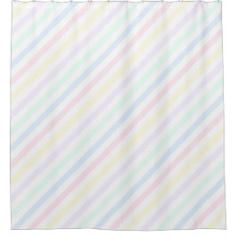 Diagonaal Snoep Streep Pastel Regenboog Kleuren Douchegordijn