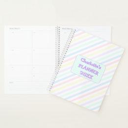 Diagonaal Snoep Strepen Pastelregenboog Kleuren Ja Planner
