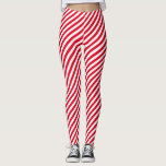 Diagonaal Snoepbandpatroon Leggings<br><div class="desc">Maak je vakantie nog eens helder met deze leuke leggings van rode en witte snoepjes stripe. Kerstmis,  pepermunt,  snoepriet. Diagonale strepen.</div>