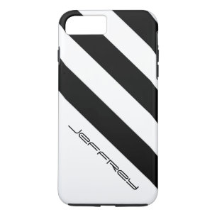 Diagonaal streep zwart-wit, naam, minimalistisch Case-Mate iPhone case
