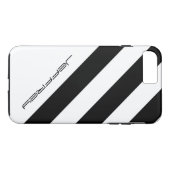 Diagonaal streep zwart-wit, naam, minimalistisch Case-Mate iPhone case (Achterkant (Horizontaal))