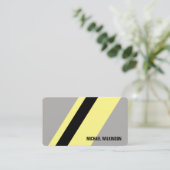 Diagonaal strepe lintkleurthema grijs visitekaartje (Staand voorkant)