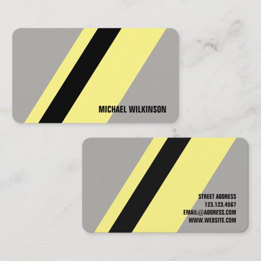Diagonaal strepe lintkleurthema grijs visitekaartje (Voorkant / Achterkant)