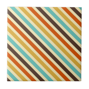 Diagonaal Strepen 4 Retro Kleuren Blauw Geel Rood Tegeltje
