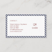 Diagonaal strepen patroon blauw rood wit visitekaartje (Achterkant)