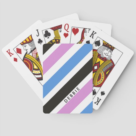 Diagonaal strepenpatroon gepersonaliseerd pokerkaarten (Achterkant)