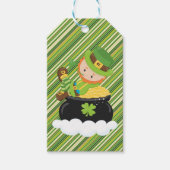 Diagonaal Stripe Leprechaun Gift Label Cadeaulabel (Voorkant)