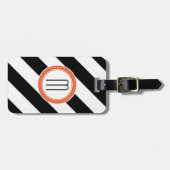 Diagonaal Stripe Monogram Bagagelabel - koraal (Voorkant horizontaal)