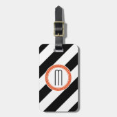 Diagonaal Stripe Monogram Bagagelabel - koraal (Voorkant verticaal)