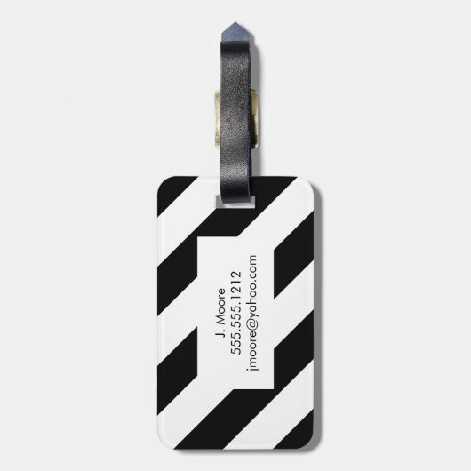 Diagonaal Stripe Monogram Bagagelabel - koraal (Achterkant verticaal)